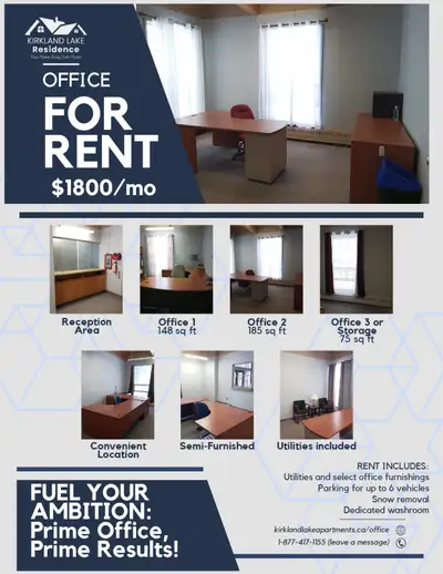 Discover the elegance of professional office space at Kirkland Lake Residence! This meticulously cur...