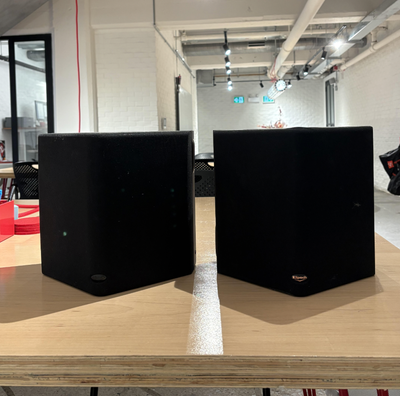 Selling a pair of Klipsch RS-42 wide-dispersion surround speakers in black. Part of the Klipsch Refe...
