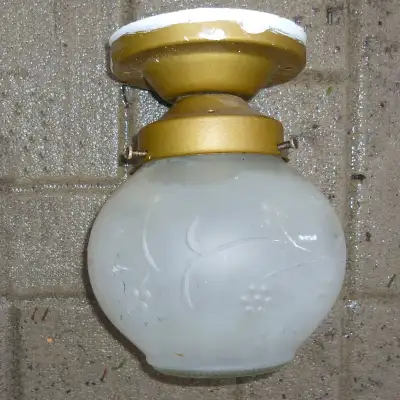 Vintage MCM Artcraft Electric Ceiling Glass Globe Light Fixture, View more