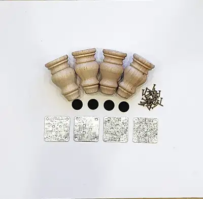 NEW-Set of 4 French decorative 2.5"X4.5" wood furniture legs, View more