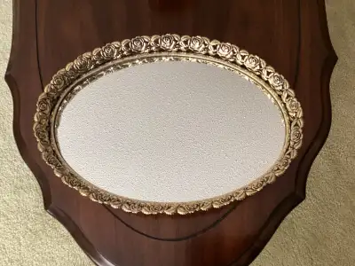 PERFUME TRAY ORNATE ROSE BORDER TRIM AND MIRROR.287, View more