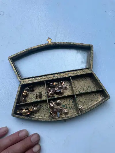 Nice box with mother pearl buttons , View more