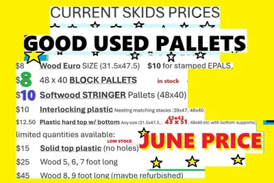 GOOD STOCK of 48 x 40 PLASTIC pallets, wood pallets , 8 ft wood, View more