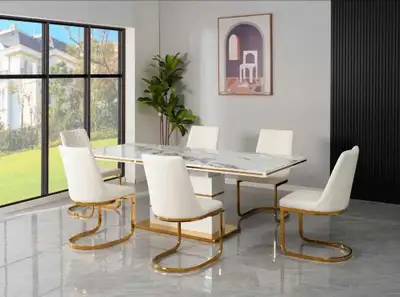 Extendable Marble Dining Table with 6 Chairs , View more