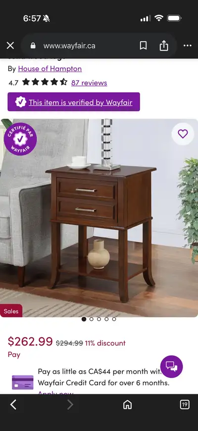Johnessa 2-drawer end table with shelf and solid wood legs, View more