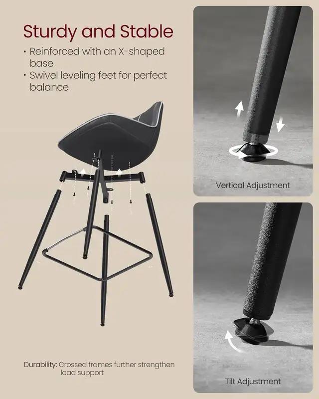 Counter Height Bar Stool with Back, Ergonomic Backrest, Synthet in Chairs & Recliners in Markham / York Region - Image 11