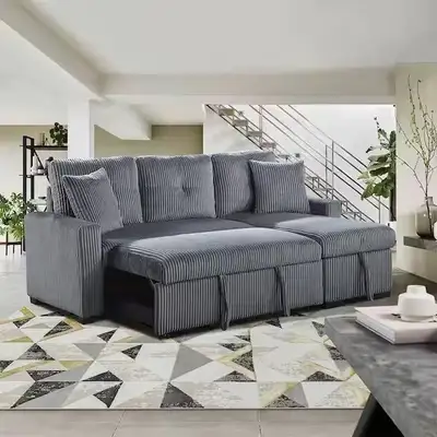 Sofa Bed | 3 Seater | Now on Sale | Plush Corduroy Grey , View more