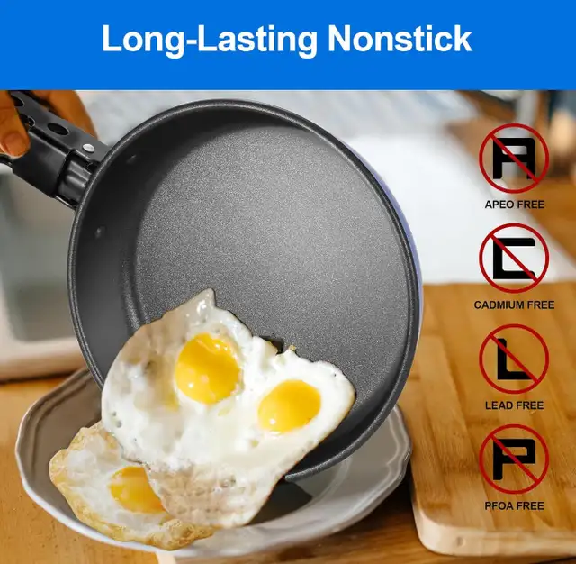 New 5pcs Camping Cookware Mess Kit with Removable Handle/Blue in BBQs & Outdoor Cooking in Calgary - Image 5