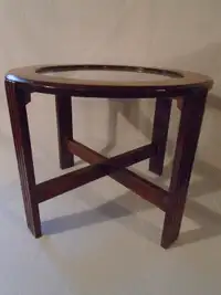 Table basse ronde en verre antique/Antique Round Glass Table