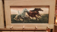 3 Wild Horses Art Framed Peg-Board