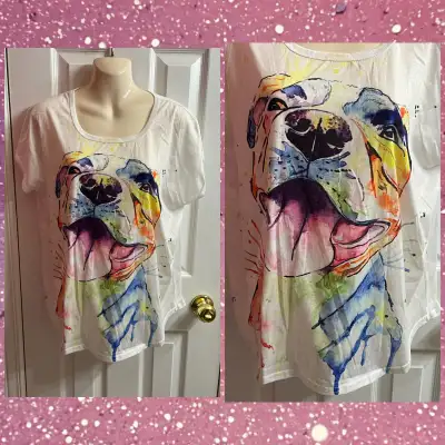 P.Bull Colorful White Casual Large T-Shirt, View more