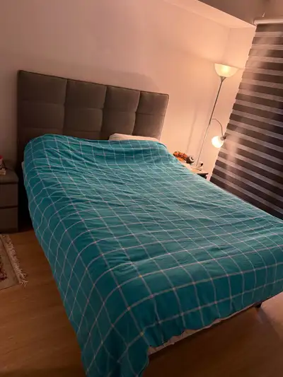 Queen Size Bed Frame with sleep country mattress  ( moving sale, View more