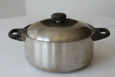 1). Used cook pot: $2 2). Used Stainless Steel Saucepan with Steamer: $1 3). Used Slowcooker pot for...