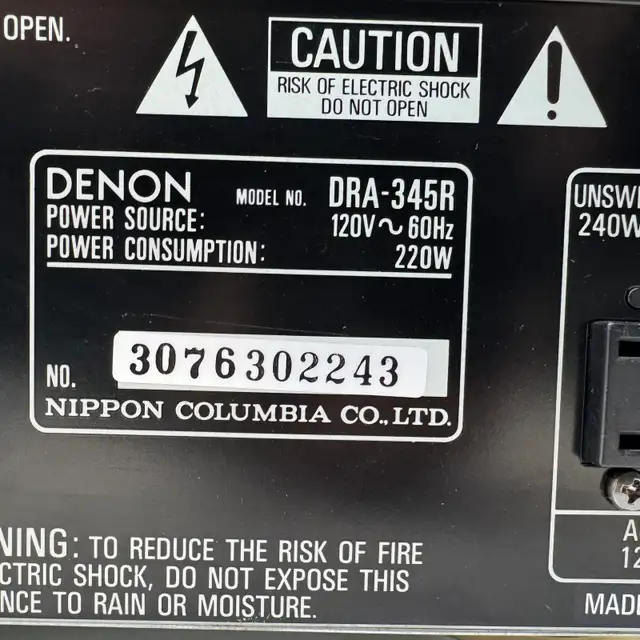 Denon DRA-345R Receiver Amplifier: Phono/Tape/Radio/AUX Tested!  in Stereo Systems & Home Theatre in City of Toronto - Image 10