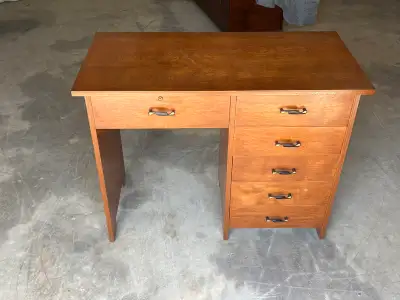 Free delivery antique Vintage Wooden Desk with Drawers, View more