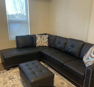 Leather sectional (Black), View more