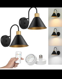 Battery Operated Wall Sconces Set of Two, Dimmable Battery Power