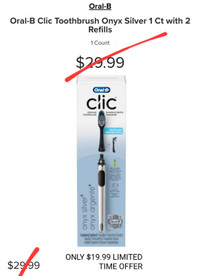 NOT NEGOTIABLE! BNIB ORAL-B CLIC ONLY SILVER BRUSH JUST $9.99!