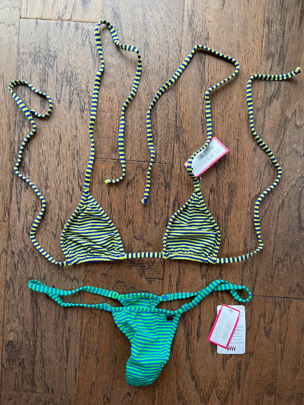 Wicked Weasel 449/312 bikini set (size L/S) NWT striped in Other in St. Catharines