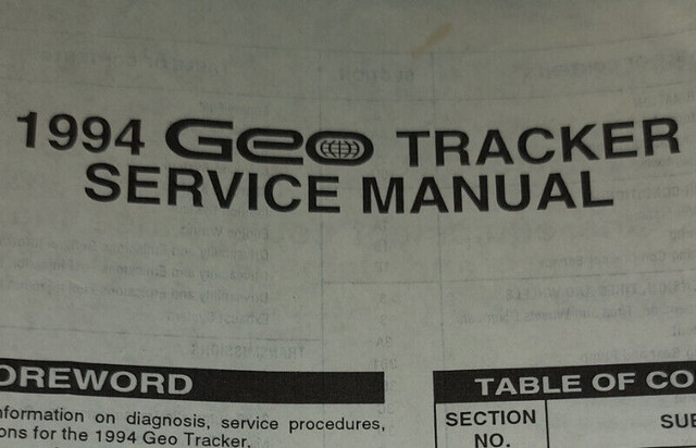 1994 GEO TRACKER Service Shop Manual in Other in Kingston - Image 2