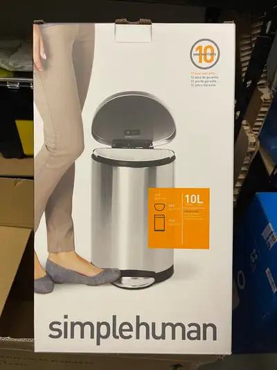 SimpleHuman 10L Stainless Steel Semi-Round Step Tr, View more