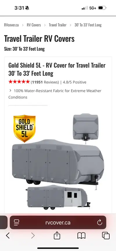 RV cover from Starcraft 27BHU. Fits a 30 to 33 ft tow behind trailer.