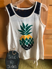 JUSTICE SPARKLY PINEAPPLE SEQUIN TANK - 10