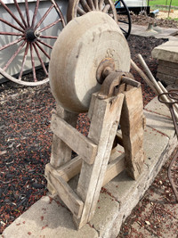 Antique Stone Grinder Wheel. Farm Tool