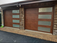 Wood grain style insulated 8x7 garage doors