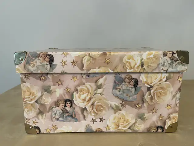 Decorative box like new, long 13”x high 7”x wide 9” 
