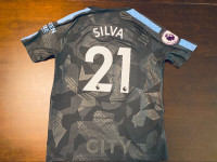 2017-2018 Rare Manchester City Third Soccer Jersey - Silva - L