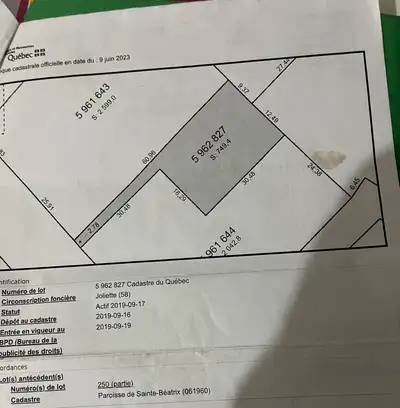 Non constructible Pas de camping Pas de roulotte Pas de cabanon Taxes annuelles 15$ À Sainte Beatrix...