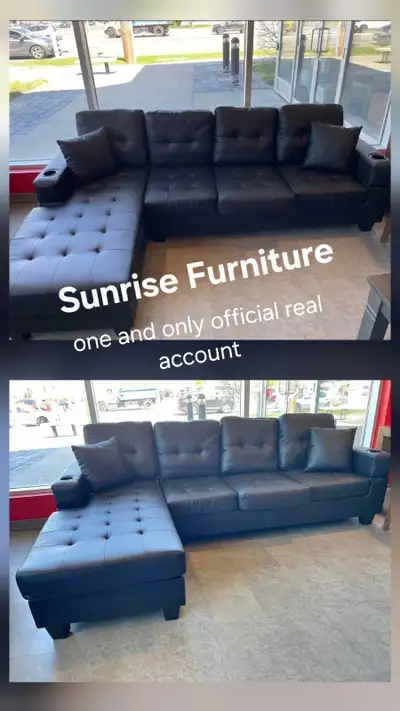 This is a stylish new black leather 4-seater sectional sofa couch Special Sale Offer. Grey Black Bei...