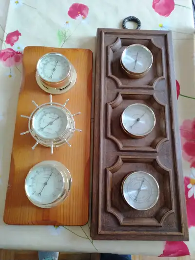 Thermomètre, hygromètre et baromètre mural. Peut être installé verticalement ou horizontalement. 15$...