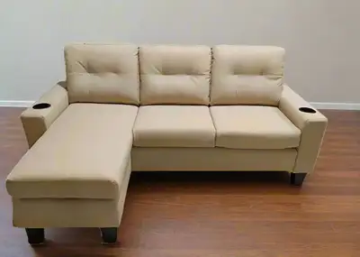 Brand New Beige Faux Leather Sofa , View more