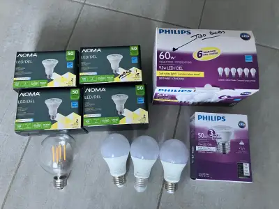 LIGHT BULBS (LED, 7W, 9W, 9.5W) $2. each!, View more