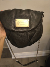 Marc Jacobs messenger purse black leather and gold accents