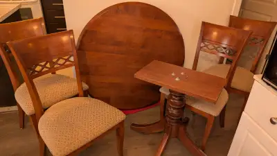 Set cuisine: Table, 4 chaises & extension en bois véritable, View more