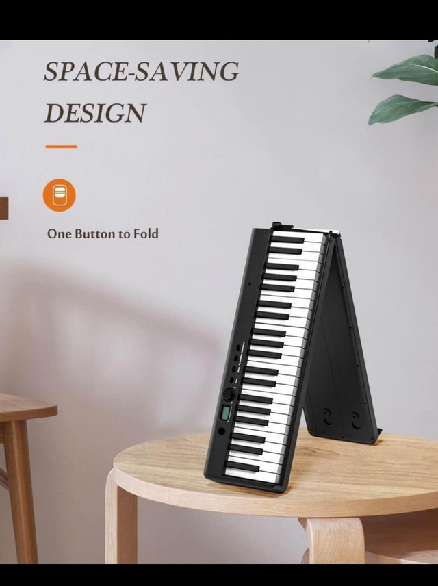 Portable Piano Keyboard, Semi-Weighted Folding Digital Piano 88  in Pianos & Keyboards in Hamilton - Image 2