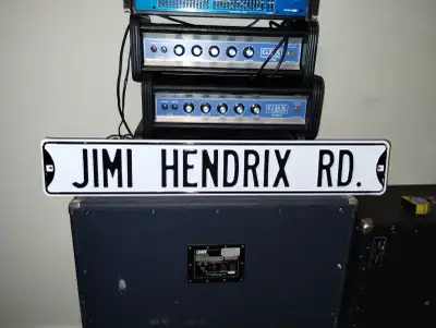 Rare-Jimi Hendrix Rd. Metal Street sign -36" x 6" - Movie Prop Collectable Jimi Hendrix Memorabilia...