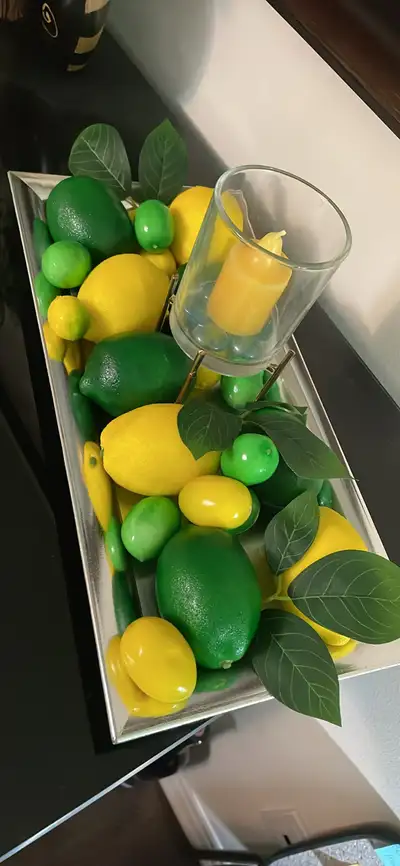 Fruit Centrepiece with artificial lime/lemons, View more