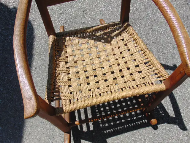 QUEBEC LADDER BACK ROCKER ROPE SEAT REDONE YEARS AGO in Chairs & Recliners in Kingston - Image 4