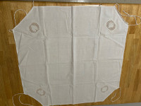 Vintage Linen Cutwork Card Table Cover