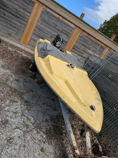 Free boat and trailer, boat is in decent shape has a small Fiberglass crack near the dash, motor wil...