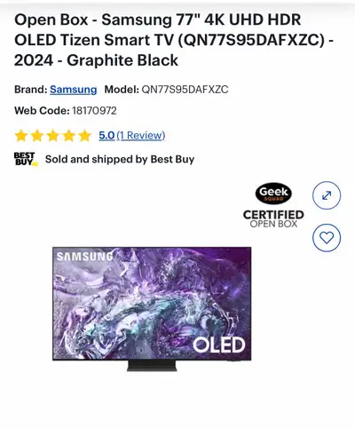 Samsung 77" 4K OLED Smart TV, View more