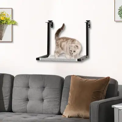 Wall-Mounted Cat Shelf, Black, View more
