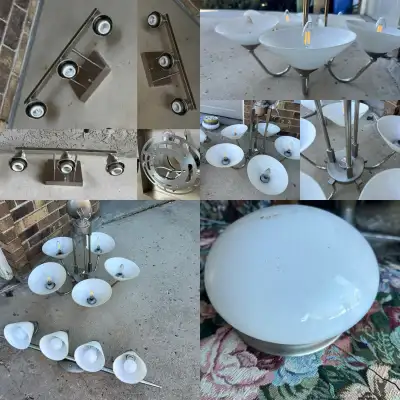 4 CEILING FIXTURES (3 Brushed Nickel & 1 Vintage Mushroom) Price is for all. Separately are; $120 th...