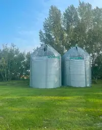 Two Goebel grain bins