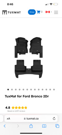 Tux Mat For Ford Bronco 2021-2025 Brand New 