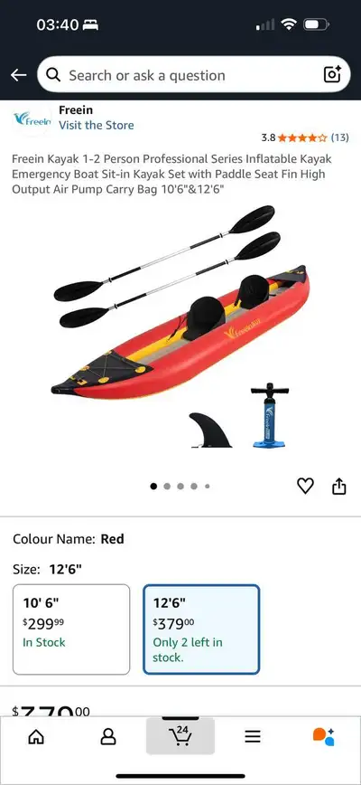 ‍♂️ Freein Inflatable Kayak 12’6” – NEW! Brand: Freein Size: 12’6” (2-person model) Colour: Red Cond...